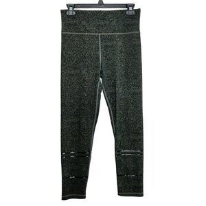 Lilybod Speckle Leggings Womens Size Medium High Rise Cropped Capri Green Black